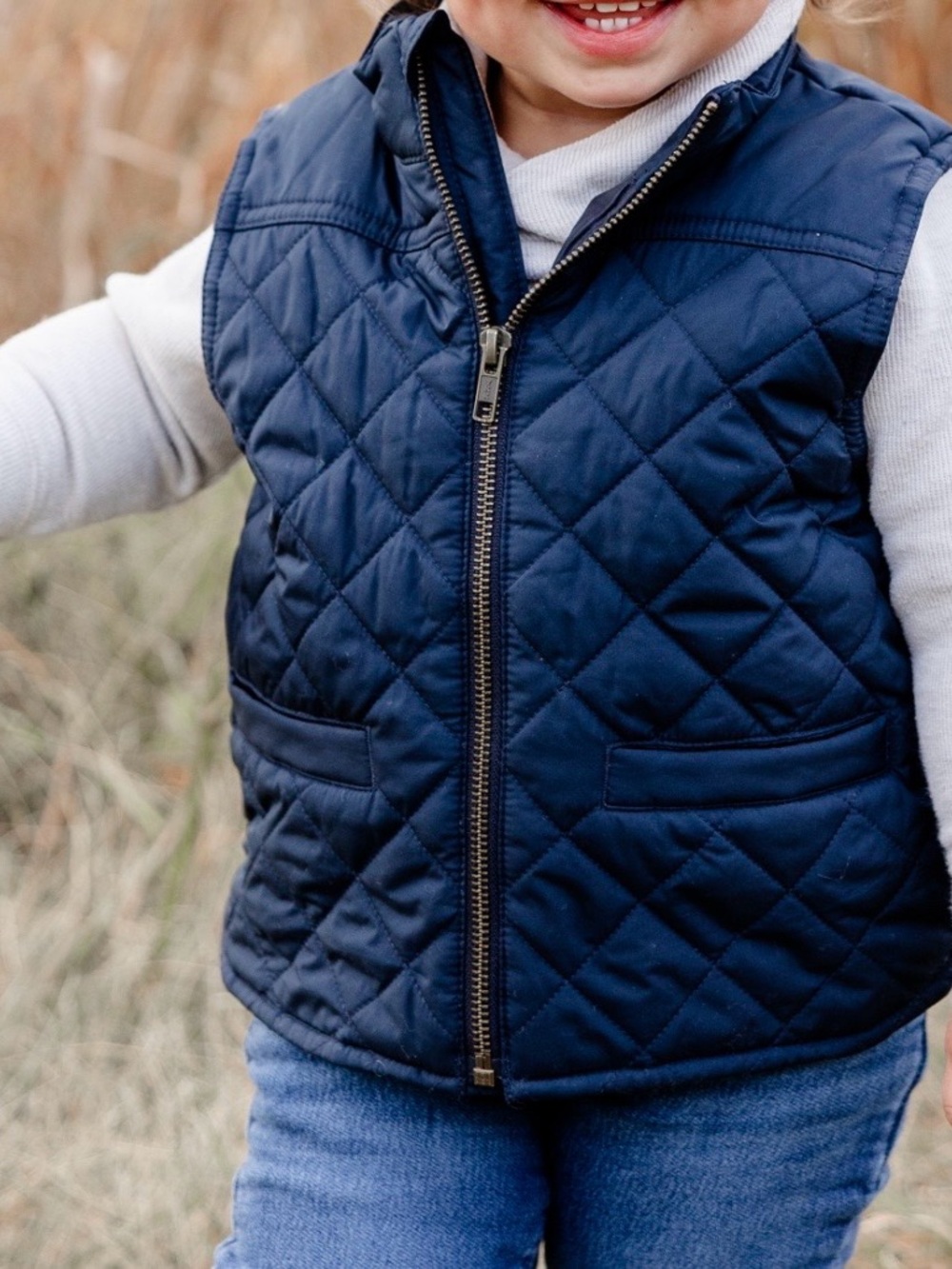 Crewcuts Factory Quilted Navy Toddler Vest with Zip Front